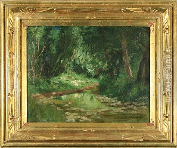 Ducks In Woodland Brook Oil Painting - Marcus A. Waterman