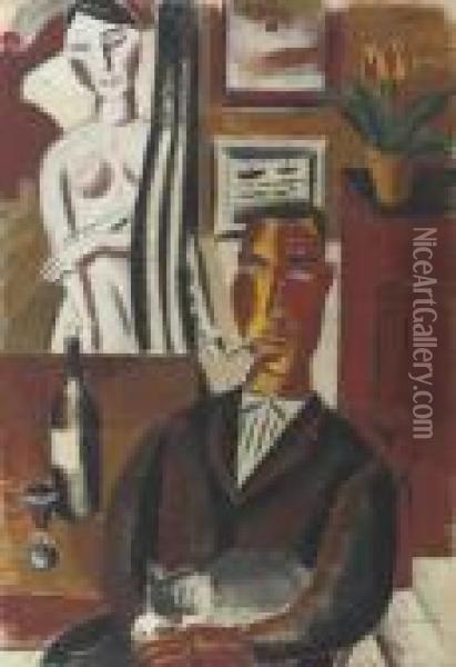 The Man With The Bottle Oil Painting - Gustave De Smet