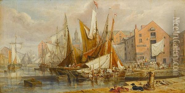 The Liverpool Waterfront 1835 Oil Painting - Henry Melling