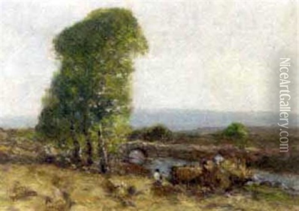 Crossing The Brook Oil Painting - Fernand Maillaud