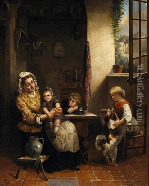 In The Kitchen Oil Painting - Hendrick Joseph Dillens