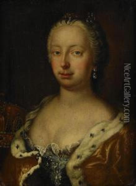 Portratt Av Kejsarinnan Maria Theresia Av Osterrike Oil Painting - Daniel Mytens