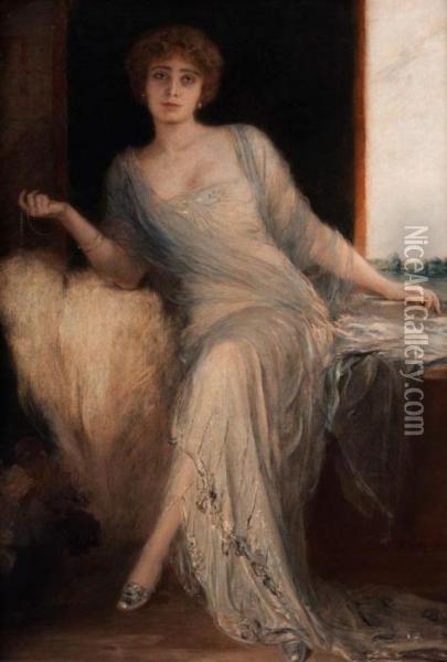 Portrait Einer Sitzenden Dame Oil Painting - Friedrich August von Kaulbach