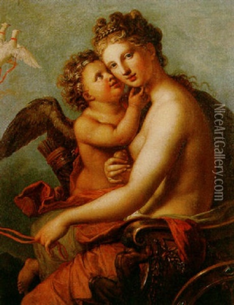 Venus And Cupid Oil Painting - Jean-Baptiste Regnault