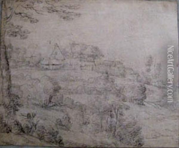 Landscape With Village Oil Painting - Roelandt Jacobsz Savery