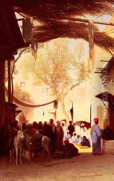 A Market Place, Cairo Oil Painting - Charles Theodore Frere