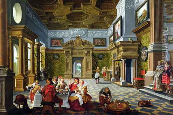 Interior of a Palatial Room 1622 Oil Painting - Bartholomeus Van Bassen