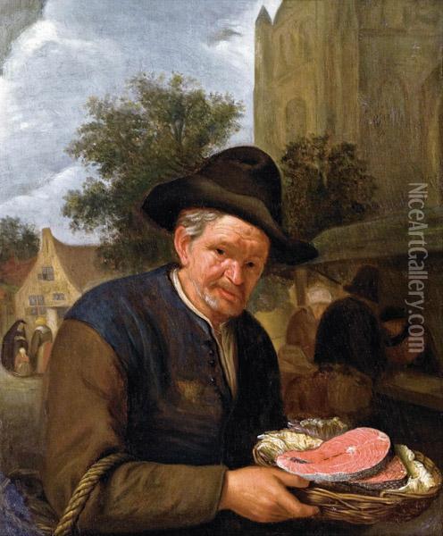 Bauer Mit Einem Fischkorb Oil Painting - Adriaen Jansz. Van Ostade