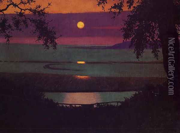 Sunset Oil Painting - Felix Edouard Vallotton