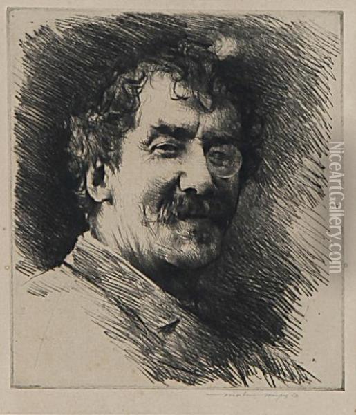 Portrait Of Whistler Oil Painting - Mortimer Luddington Mempes