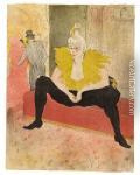La Clownesse Assise - Mademoiselle Cha-u-ka-o Oil Painting - Henri De Toulouse-Lautrec