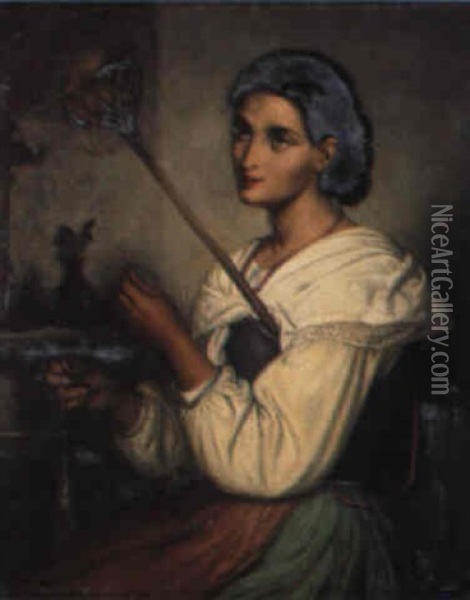Ung Italienerinde Med En Ten Oil Painting - Wilhelm Nicolai Marstrand