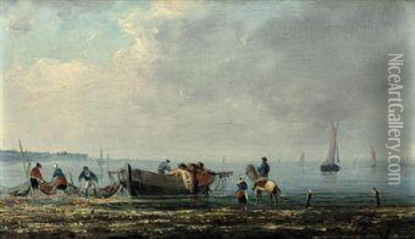 Sorting The Nets Oil Painting - Victor-Gabriel Gilbert