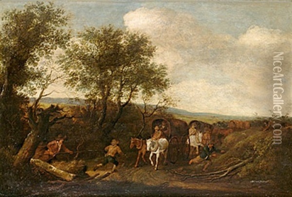 Landskap Med Overfall Pa Vagfarare Oil Painting - Pieter De Molijn