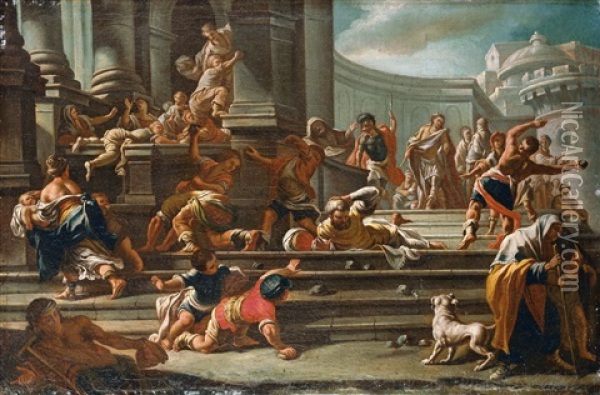 Die Steinigung Des Hl. Stephanus Oil Painting - Giuseppe Bonito
