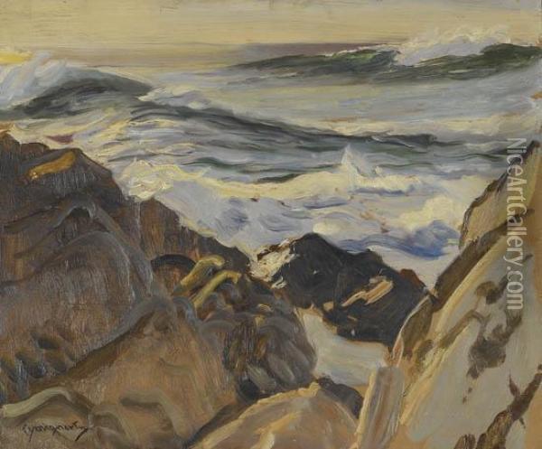 Sea And Rocks. Oil Painting - Paul Dougherty