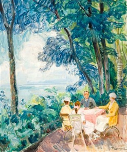 Familien I Hagen Oil Painting - Thorolf Holmboe