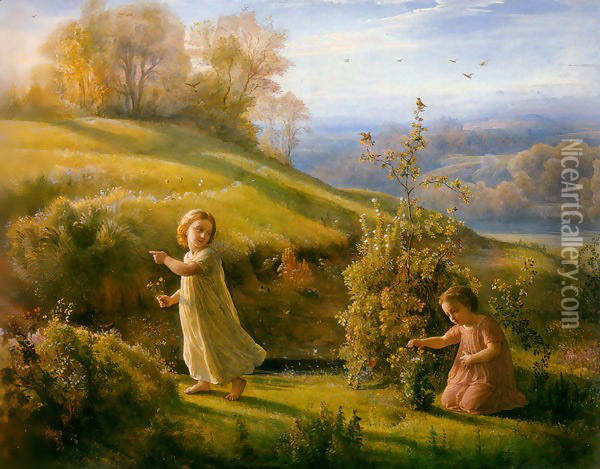 Le Poème de l'âme - Le Printemps (The Poem of the Soul - Spring) Oil Painting - Anne-Francois-Louis Janmot