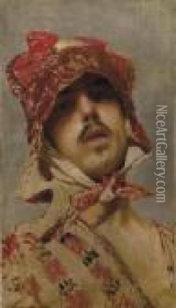 Ritratto Di Uomo In Costume Oil Painting - Francesco Paolo Michetti
