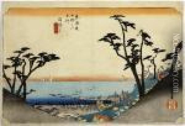 Shirasuka, From The Series Tokaido Gojusan Tsugi Oil Painting - Utagawa or Ando Hiroshige
