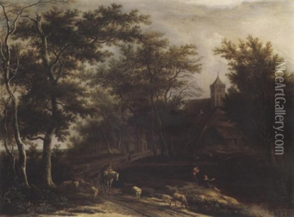 Landschaft Mit Hirten Und Fischern Oil Painting - Pieter Jansz van Asch