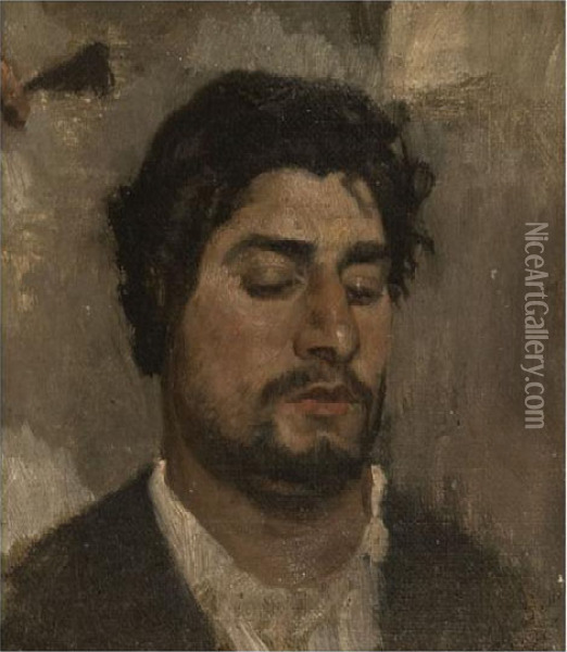 Portrait Of An Italian Man Oil Painting - Pavel Osipovich Kovalevskii