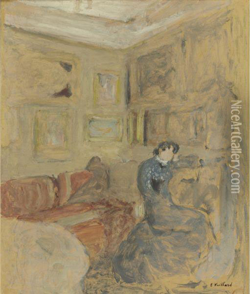 Madame Hessel Dans Son Petit Salon Oil Painting - Jean-Edouard Vuillard