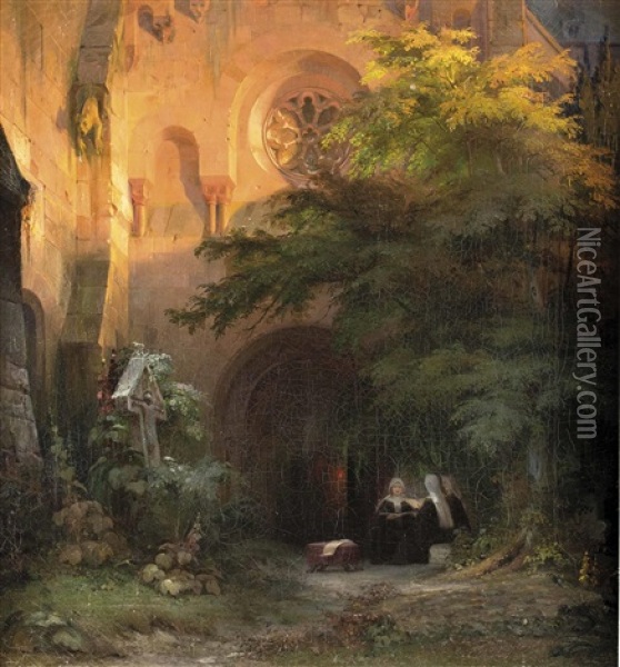 Abendgebet Im Klosterhof Oil Painting - Albert Emil Kirchner
