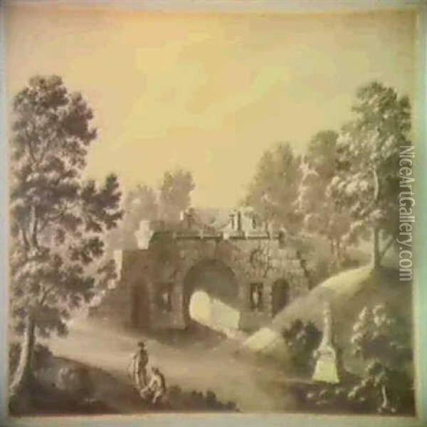 Classical Bridge Oil Painting - Robert Adam