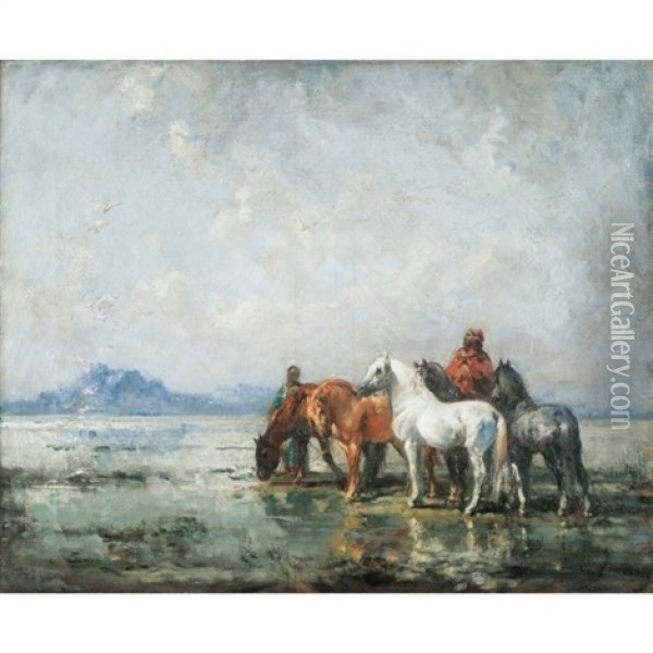 Matinee Au Bord D'un Lac, Algerie Oil Painting - Henri Emilien Rousseau