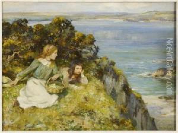 On The Cliff-top Oil Painting - William Stewart MacGeorge