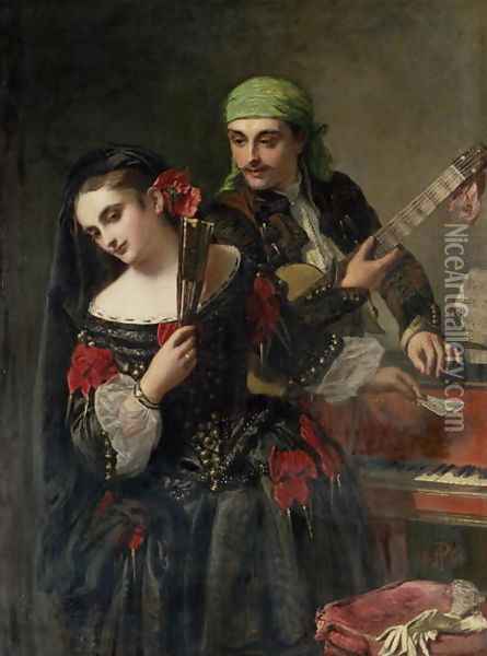 A Music Lesson, Seville Oil Painting - John Phillip