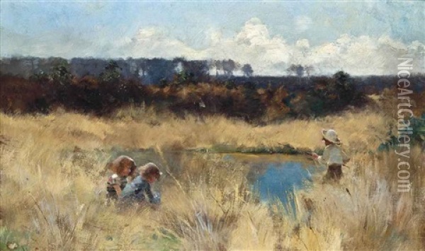 An Afternoon At The Pond Oil Painting - Hector Caffieri