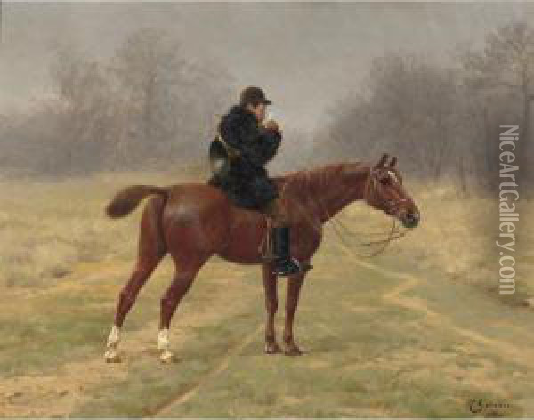 The Huntsman Oil Painting - Jean Richard Goubie