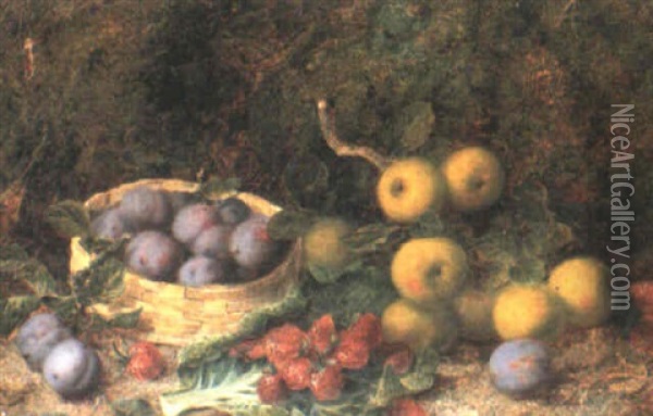 Fruit Still Life In Basket Oil Painting - George Clare