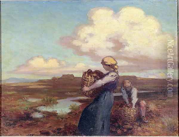 The Peat Gatherers Oil Painting - George William Russell