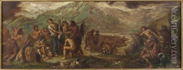 Orphee Prechant La Sagesse Aux Grecs (2 Works) Oil Painting - Eugene Delacroix