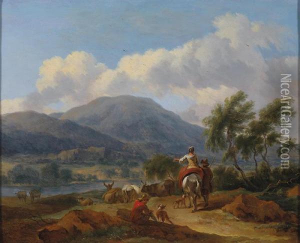 Southern Landscapes Withshepherds Oil Painting - Nicolaes Berchem