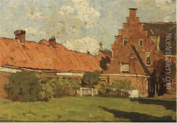 A View Of The Schuttersdoelen, Haarlem (study) Oil Painting - Antonie Louis Koster