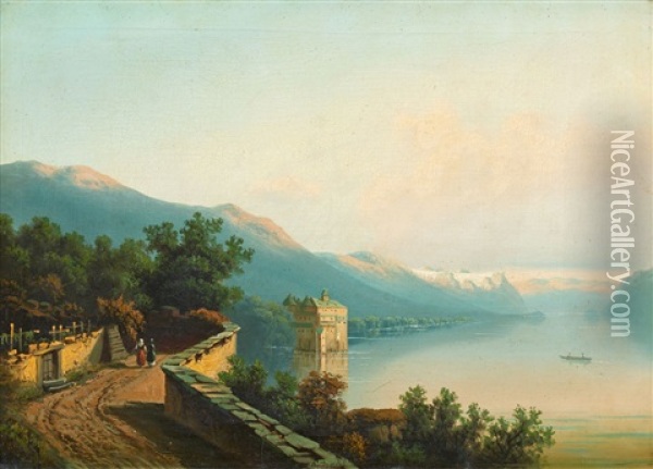 On Lake Geneva Oil Painting - Carl Dahl