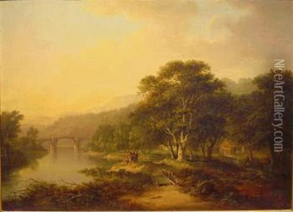 A Bridge On The Tweed Oil Painting - Patrick, Peter Nasmyth