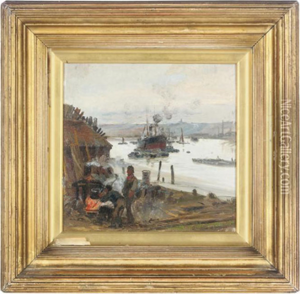 Cooking In The Dockyard Oil Painting - Charles William Wyllie