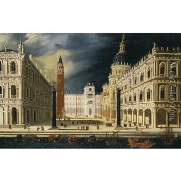 Venice, A View Of San Marco From The Bacino Oil Painting - Francois de Nome