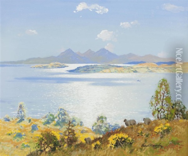 View Over The Cumbraes To Arran Oil Painting - Robert Houston