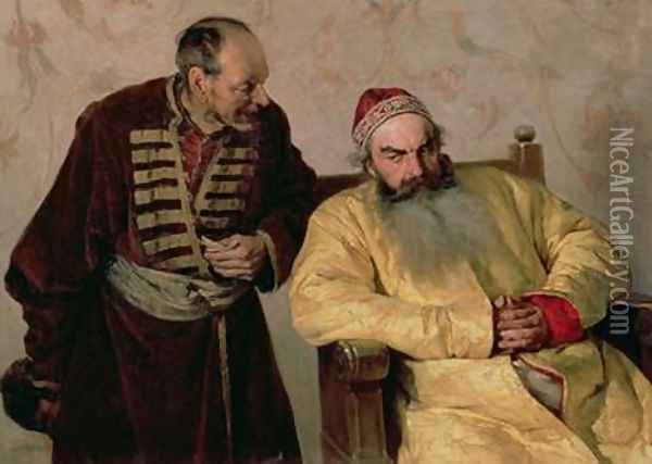 To the Boyar with a Denunciation Oil Painting - Klavdiy Vasilievich Lebedev