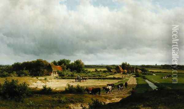 Extensive Dutch Landscape Oil Painting - Willem Vester