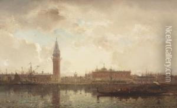 Bacino Di San Marco Mit Dogenpalast. Oil Painting - Henri Duvieux