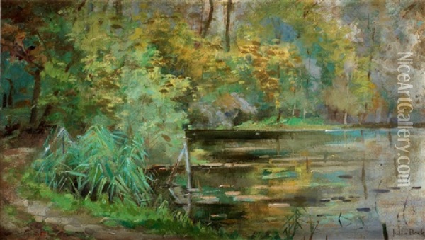 Trad Vid Flodbank Oil Painting - Julia Beck