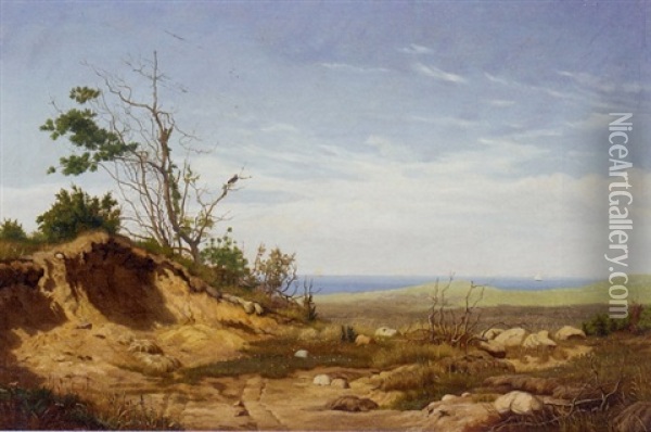 A Sandbank Before A Coastline Oil Painting - Carl (Jens Erik C.) Rasmussen