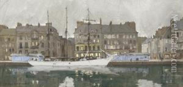 Cherbourg Le Bassin Quai Alexandre Iii Oil Painting - Emile Van Doren